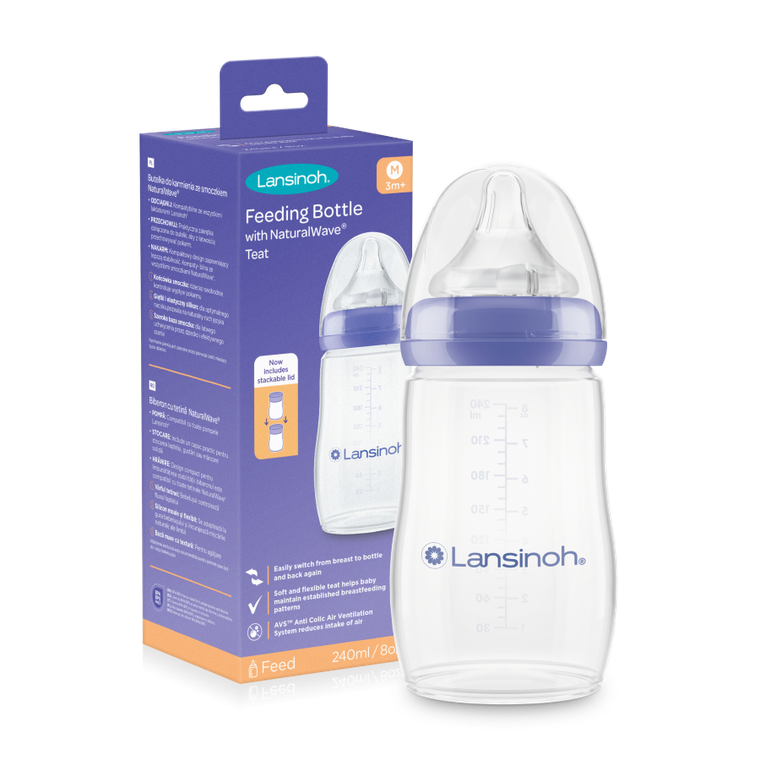 Lansinoh, Natural Wave, butelka ze smoczkiem, rozmiar M, 240 ml
