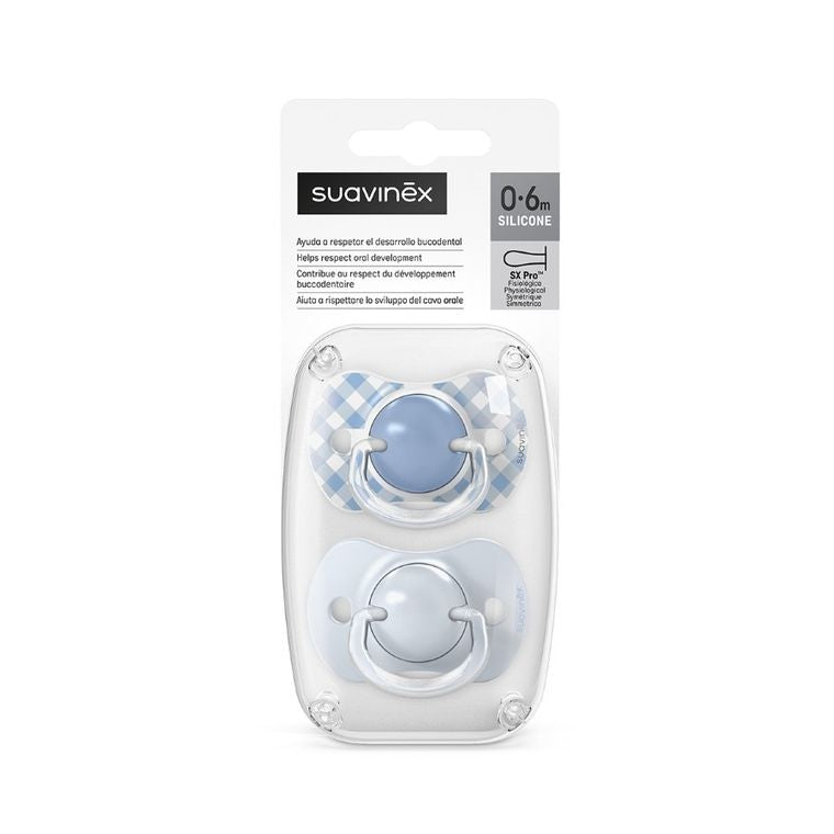 Suavinex, SX Pro, Wild & Free, smoczek fizjologiczny, niebieski, 0-6 m, 2 szt.
