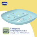 Chicco, talerz 3-dzielny, niebieski, 12m+