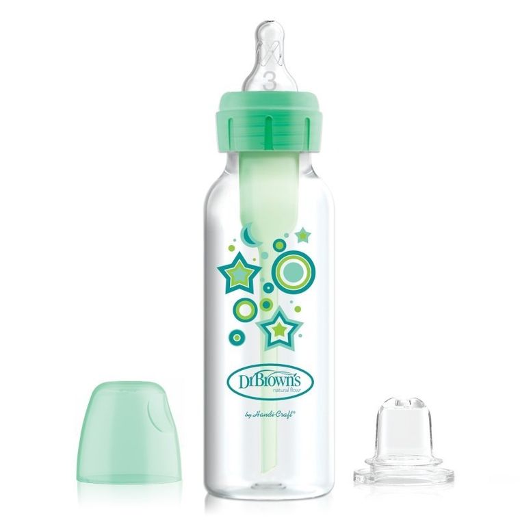 Dr Brown's, Options, Od butelki do kubka, zestaw:  butelka 250ml ze smoczkiem i ustnikiem, zielony, 6m+