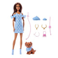 Barbie, Jednakowa stylizacja, lalka i piesek, Groszki