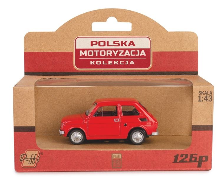 Daffi, Kolekcja Polskiej Motoryzacji, Fiat 126p, pojazd, model metalowy, czerwony, 1: 43
