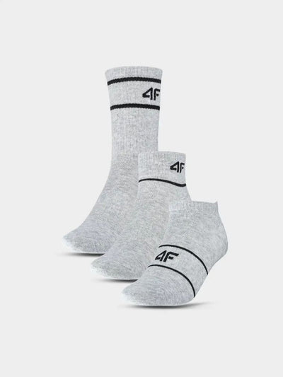 Skarpeki, unisex, szare, zestaw, 3 szt., 4F