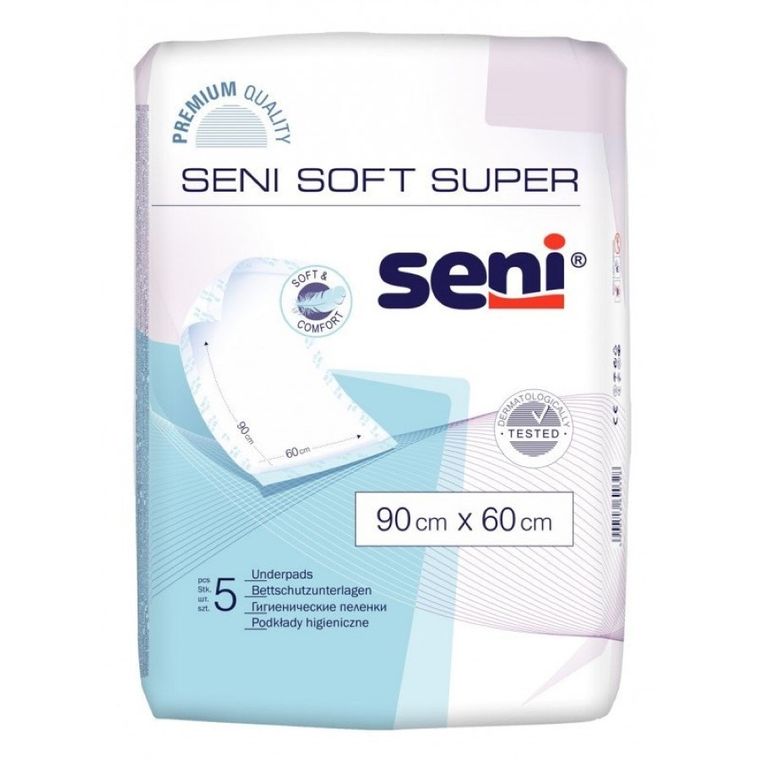 Seni Soft Super, Happy, podkłady higieniczne, 90x60 cm, 5 szt.