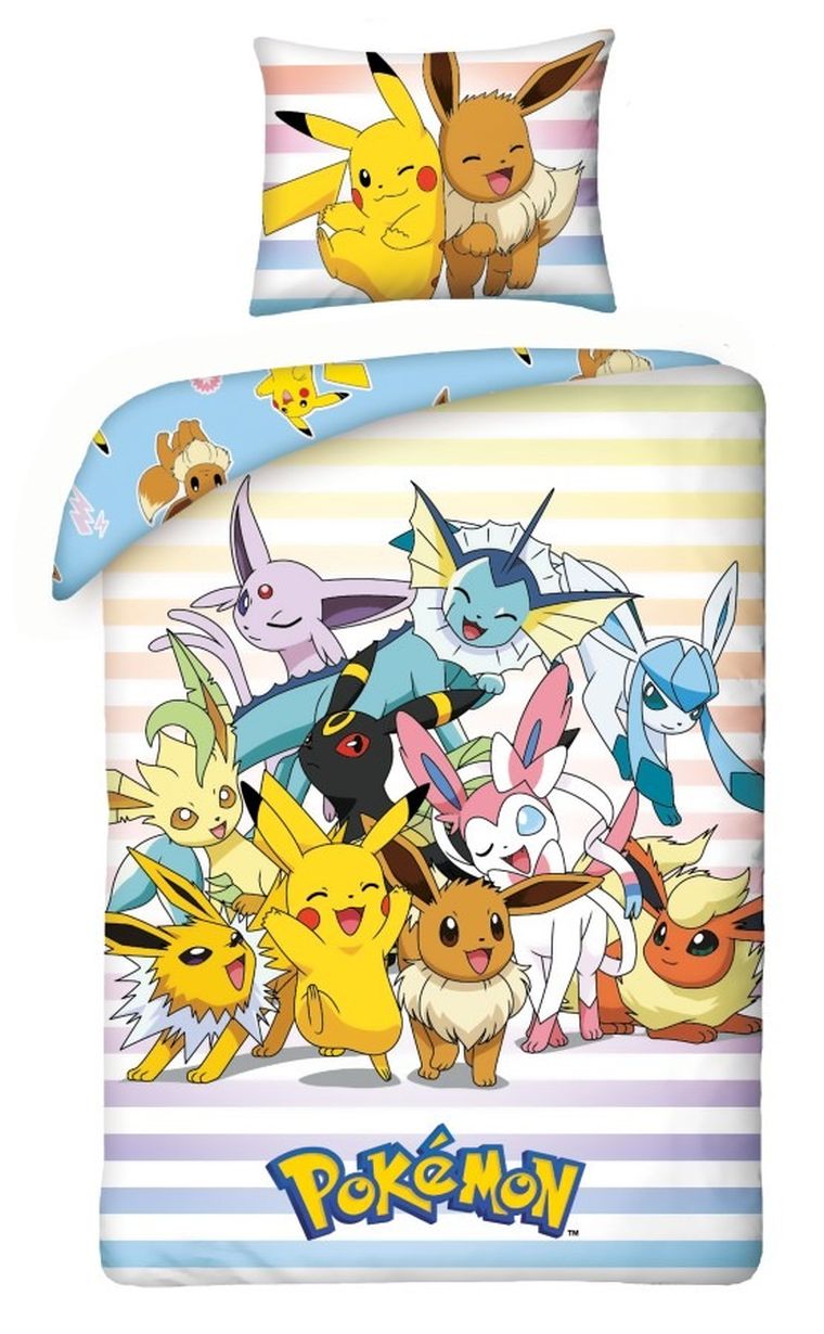 Pokemon, 2-częściowy komplet pościeli bawełnianej, 160x200 cm
