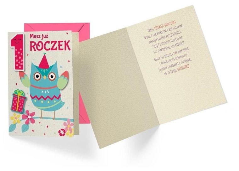 Kukartka, karnet B6, Roczek, sowa