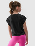 T-shirt dziewczęcy, czarny, 4F