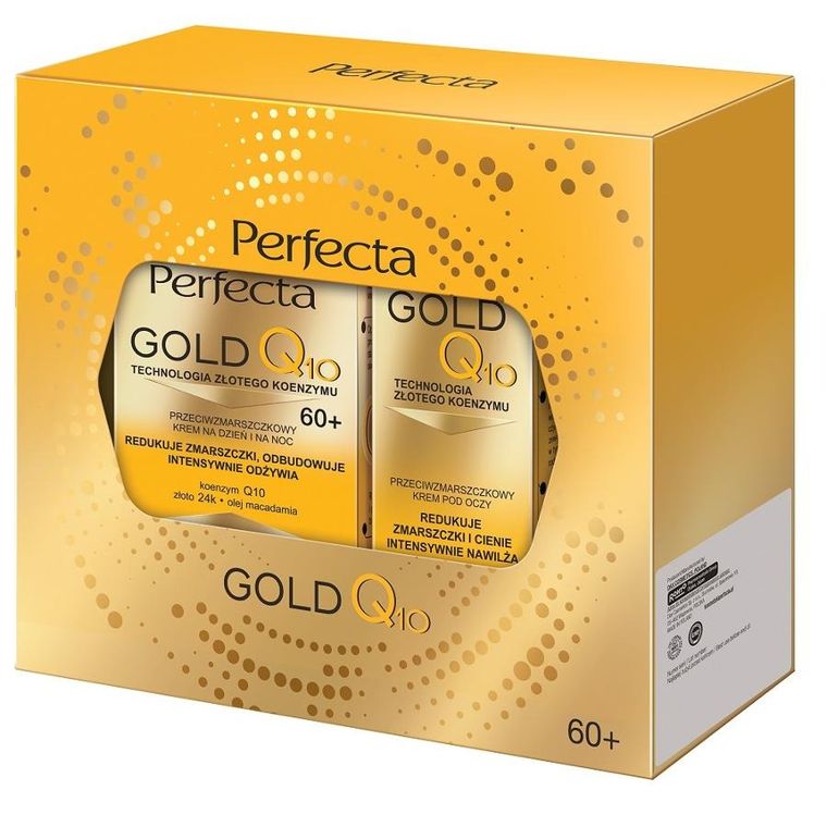 Perfecta, Gold Q10, zestaw:  krem przeciwzmarszczkowy 60+, 50 ml + przeciwzmarszczkowy krem pod oczy, 15 ml