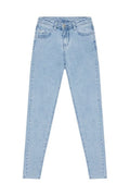 Spodnie jeansowe damskie, medium waist, niebieskie, Moodo