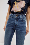 Spodnie jeansowe damskie, push up, granatowe, Moodo