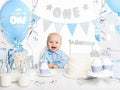 PartyDeco, dekoracje do muffinek 1st Birthday, srebrny, 6 szt.