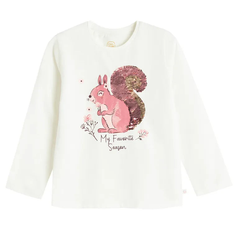Cool Club, Bluzka dziewczęca z długim rękawem, biała