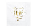 PartyDeco, serwetki papierowe na walentynki lub wesele, z napisem All you Need is Love, biały, 33x33 cm, 20 szt.