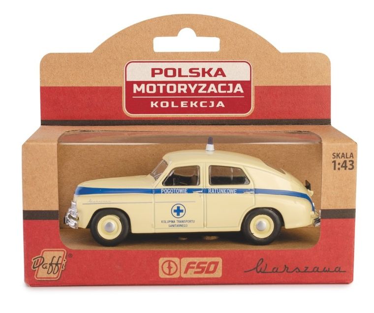 Daffi, Kolekcja Polskiej Motoryzacji, Warszawa M20, pogotowie ratunkowe, pojazd, model metalowy, 1: 43