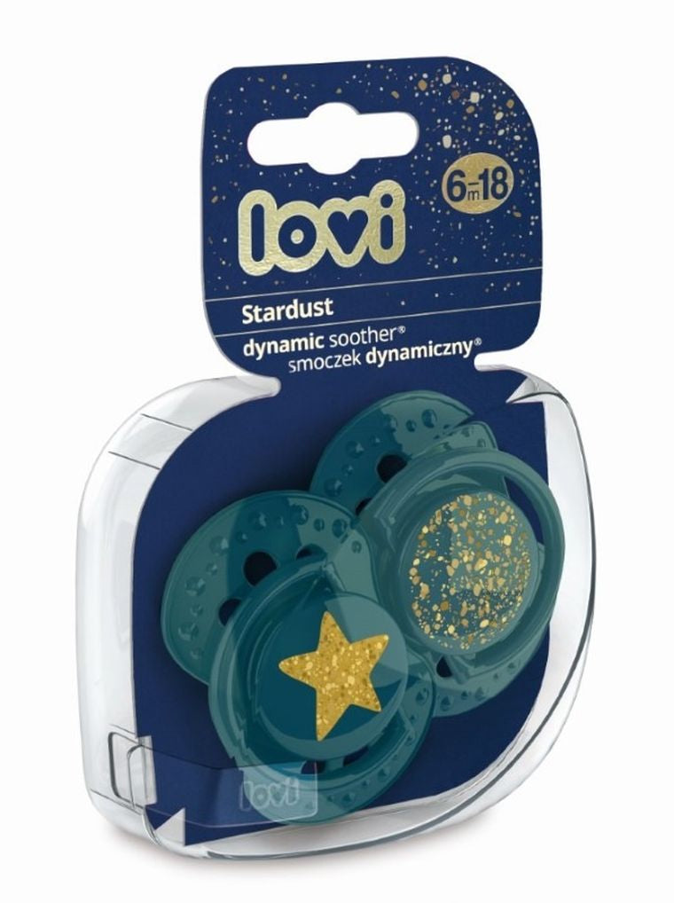 Lovi, Stardust Green, silikonowy smoczek, dynamiczny, 6-18m, 2 szt