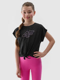 T-shirt dziewczęcy, czarny, 4F