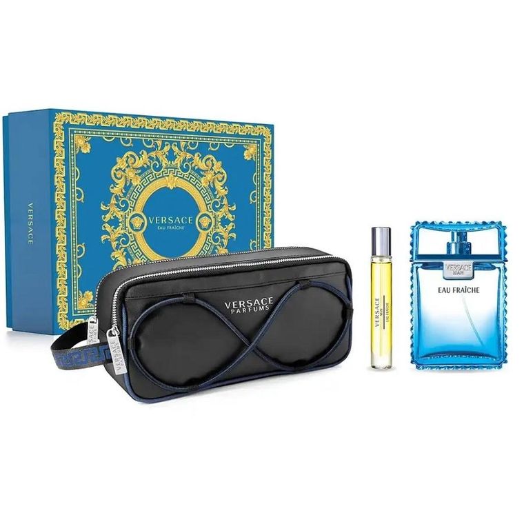 Versace, Man Eau Fraiche, zestaw:  woda toaletowa spray, 100 ml + woda toaletowa spray, 10 ml + kosmetyczka