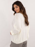 Sweter damski, oversize, ecru, Italy Moda