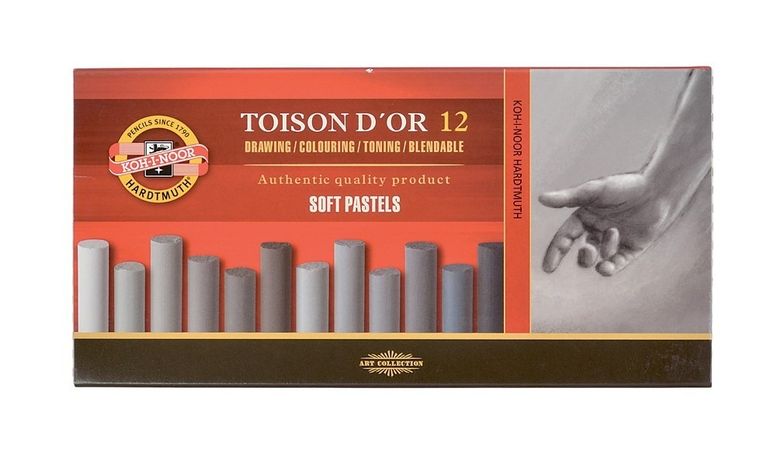 Koh-I-Noor, pastele suche, Toison D'Or, Odcienie szarości, 12 szt.