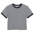 T-shirt z nadrukiem w paski o kroju crop NOWEAR