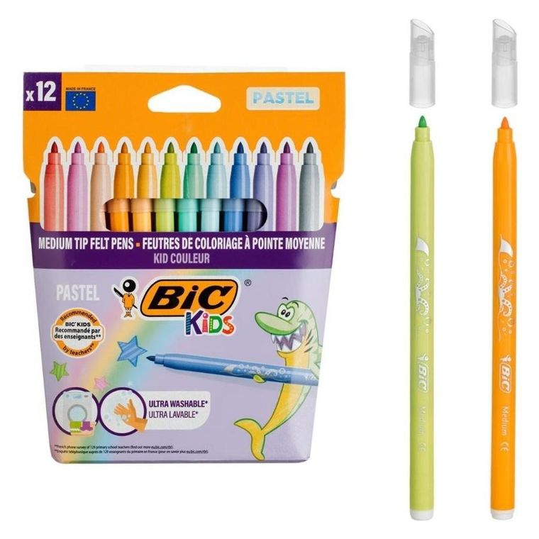 Bic, Kid Couleur, flamastry, Pastel, 12 szt.
