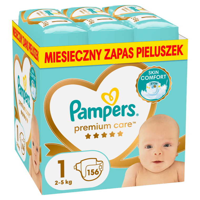 Pampers, Premium Care, pieluszki, rozmiar 1, 2-5 kg, 156 szt.