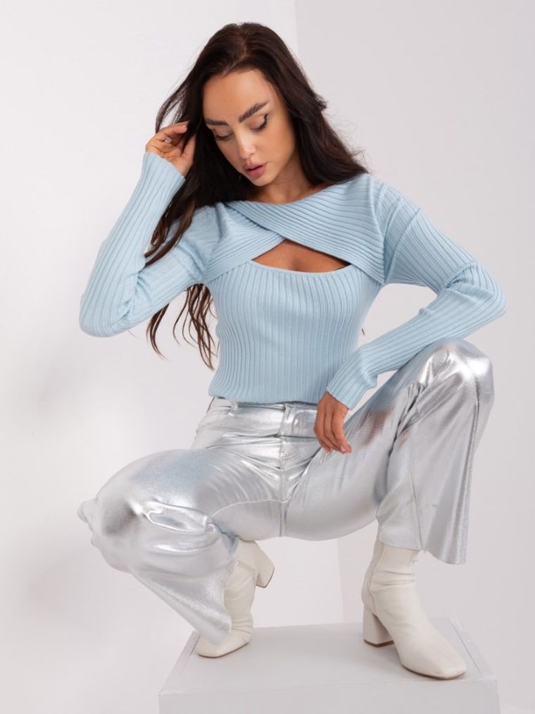 Sweter damski, niebieski, P-M