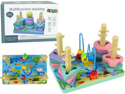 Lean Toys, drewniane klocki, sorter, koraliki, morski świat