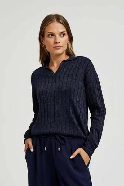 Sweter damski, granatowy, Moodo