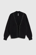 Sweter damski, rozpinany, czarny, Moodo