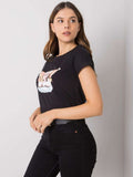T-shirt damski, czarny, Rue Paris