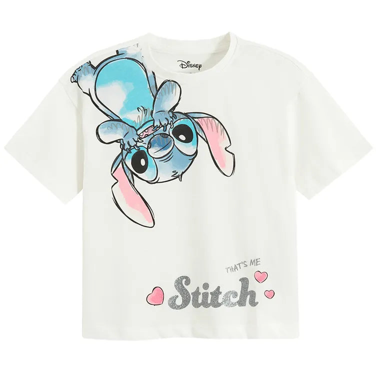 Cool Club, T-shirt dziewczęcy, biały, Lilo i Stitch
