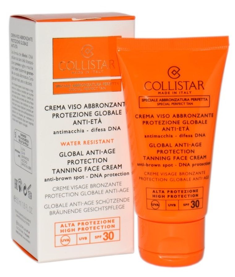 Collistar, Global Anti-Age Protection Tanning Face Cream SPF 30, przeciwstarzeniowy krem do opalania, 50 ml