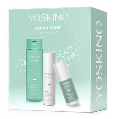 Yoskine, Japan Pure Rice Infusion, zestaw prezentowy:  krem do twarzy, 50 ml + serum do twarzy, 30 ml + esencja, 200 ml