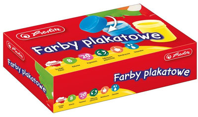 Herlitz, farby plakatowe, szkolne, 8 szt., 20 ml