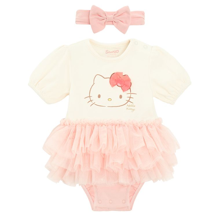 Cool Club, Komplet dziewczęcy, Body sukienka z krótkim rękawem, Opaska, mix, Hello Kitty