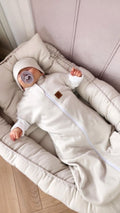 MimiNu, Soft, Teddy, komplet:  śpiworek + czapeczka, beż, TOG 0.5, 0-3 m