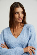 Sweter damski, niebieski, Moodo