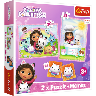 Trefl, Koci Domek Gabi, puzzle 2w1 + memos