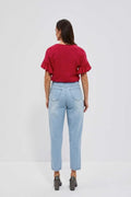Spodnie jeansowe damskie, mom fit, niebieskie, Moodo