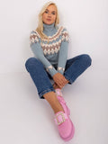 Sweter damski, plus size, niebieski, P-M