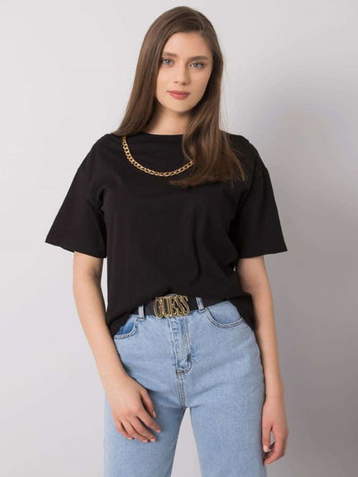 T-shirt damski, czarny, Rue Paris