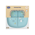 Chicco, talerz 3-dzielny, niebieski, 12m+