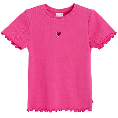 Cool Club, T-shirt dziewczęcy, prążkowany, różowy