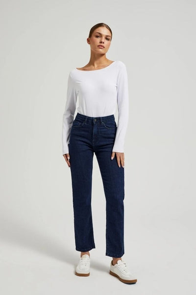 Spodnie jeansowe damskie, granatowe, Moodo