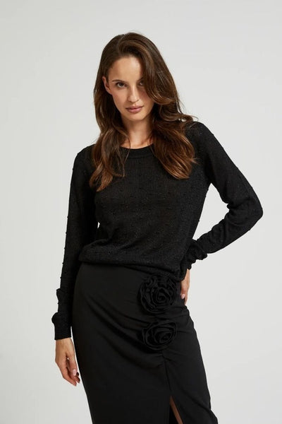 Sweter damski, czarny, Moodo