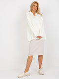 Sweter damski, oversize, ecru, Rue Paris