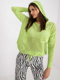 Sweter damski z kapturem, zielony, Rue Paris