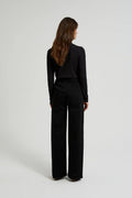 Spodnie jeansowe damskie, wide, czarne, Moodo