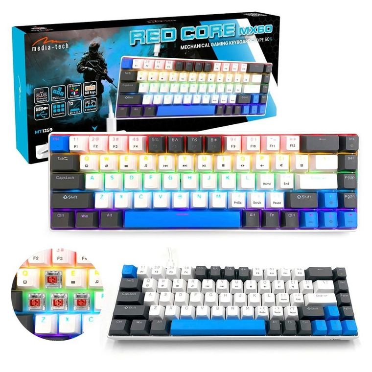 Media Tech, klawiatura mechaniczna, 60%, MT1259
